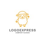 画像1: 可愛い笑顔と手を振る羊のロゴ (1)