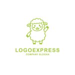 画像3: 可愛い笑顔と手を振る羊のロゴ (3)