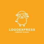 画像4: 可愛い笑顔と手を振る羊のロゴ (4)