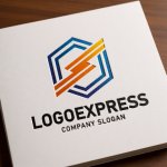 画像14: 六角形とS字型稲妻のスピードロゴ (14)