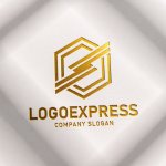 画像11: 六角形とS字型稲妻のスピードロゴ (11)