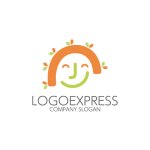 画像1: 笑顔と葉っぱの温かいコミュニティロゴ (1)