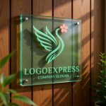 画像11: 桜をくわえた白鳥の優雅なロゴ (11)