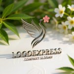 画像12: 桜をくわえた白鳥の優雅なロゴ (12)