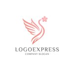 画像3: 桜をくわえた白鳥の優雅なロゴ (3)