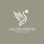 画像4: 桜をくわえた白鳥の優雅なロゴ (4)