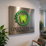 画像14: 笑顔の歯と葉っぱの自然派ロゴ (14)