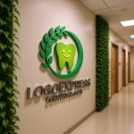 画像15: 笑顔の歯と葉っぱの自然派ロゴ (15)