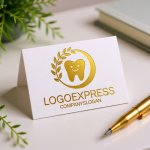 画像16: 笑顔の歯と葉っぱの自然派ロゴ (16)