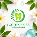 画像9: 笑顔の歯と葉っぱの自然派ロゴ (9)