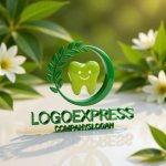 画像12: 笑顔の歯と葉っぱの自然派ロゴ (12)