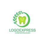 画像1: 笑顔の歯と葉っぱの自然派ロゴ (1)