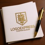 画像6: 「龍」の漢字と盾の力強いロゴ (6)