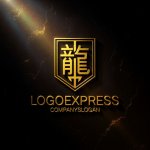 画像12: 「龍」の漢字と盾の力強いロゴ (12)