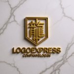 画像13: 「龍」の漢字と盾の力強いロゴ (13)