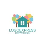 画像1: カラフルな木と家のコミュニティロゴ (1)