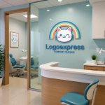 画像5: ウインクする猫とパステル虹のかわいいロゴ (5)