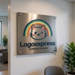 画像14: ウインクする猫とパステル虹のかわいいロゴ (14)