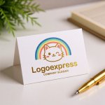 画像16: ウインクする猫とパステル虹のかわいいロゴ (16)