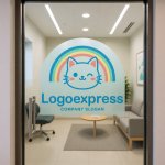 画像6: ウインクする猫とパステル虹のかわいいロゴ (6)