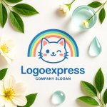 画像9: ウインクする猫とパステル虹のかわいいロゴ (9)