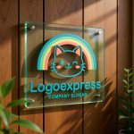 画像11: ウインクする猫とパステル虹のかわいいロゴ (11)