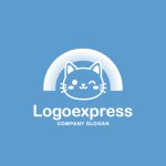 画像4: ウインクする猫とパステル虹のかわいいロゴ (4)