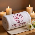 画像5: 女性の横顔と桜の優美なロゴ (5)