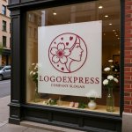 画像7: 女性の横顔と桜の優美なロゴ (7)