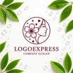 画像9: 女性の横顔と桜の優美なロゴ (9)