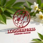 画像12: 女性の横顔と桜の優美なロゴ (12)