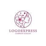 画像1: 女性の横顔と桜の優美なロゴ (1)