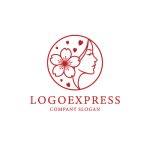 画像3: 女性の横顔と桜の優美なロゴ (3)