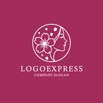 画像4: 女性の横顔と桜の優美なロゴ (4)