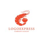 画像1: 麺を抱える海老の美味しいロゴ (1)