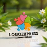 画像12: 五つのカラフルなハートで繋がる人々のロゴ (12)