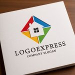 画像14: カラフルな家と四方への発展ロゴ (14)