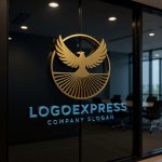 画像15: 鷲と光芒の力強いロゴ (15)