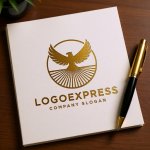 画像6: 鷲と光芒の力強いロゴ (6)