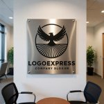 画像7: 鷲と光芒の力強いロゴ (7)