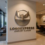 画像10: 鷲と光芒の力強いロゴ (10)