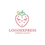 画像1: 王冠を被った笑顔のイチゴロゴ (1)