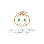 画像1: 笑顔のかわいいカボチャのロゴ (1)