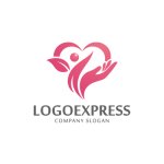 画像1: 優しく包むハートと人々の成長ロゴ (1)