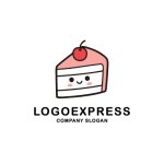 画像1: 笑顔のケーキとチェリーの可愛いロゴ (1)