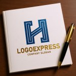 画像6: Hの幾何学ラインと繋がりのロゴ (6)