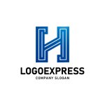 画像1: Hの幾何学ラインと繋がりのロゴ (1)