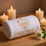 画像5: ユリの花と蔓の優雅な黄金ロゴ (5)