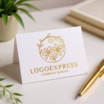 画像16: ユリの花と蔓の優雅な黄金ロゴ (16)