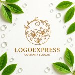 画像9: ユリの花と蔓の優雅な黄金ロゴ (9)